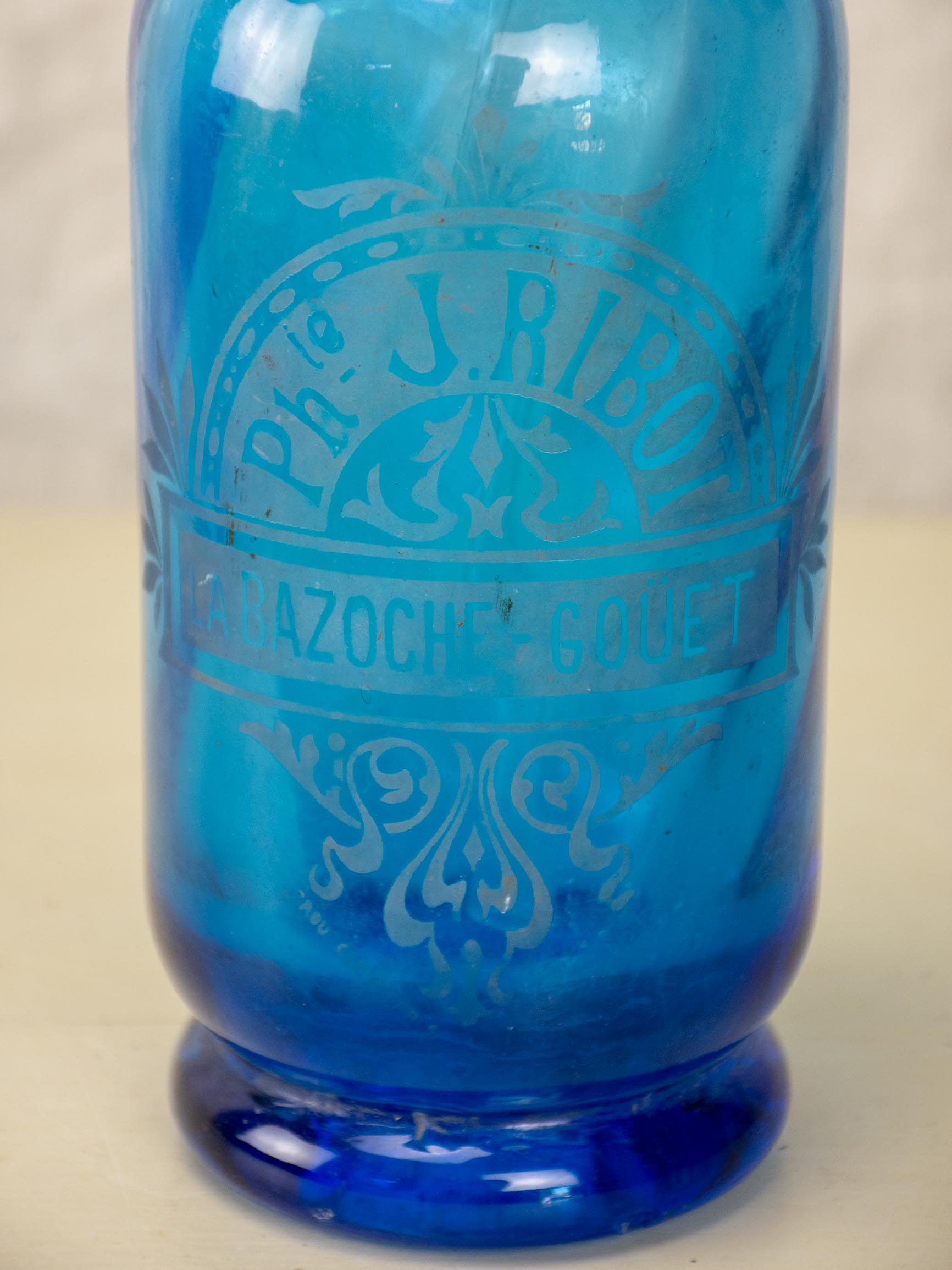 Antique French blue Setlzer bottle - J. Ribot