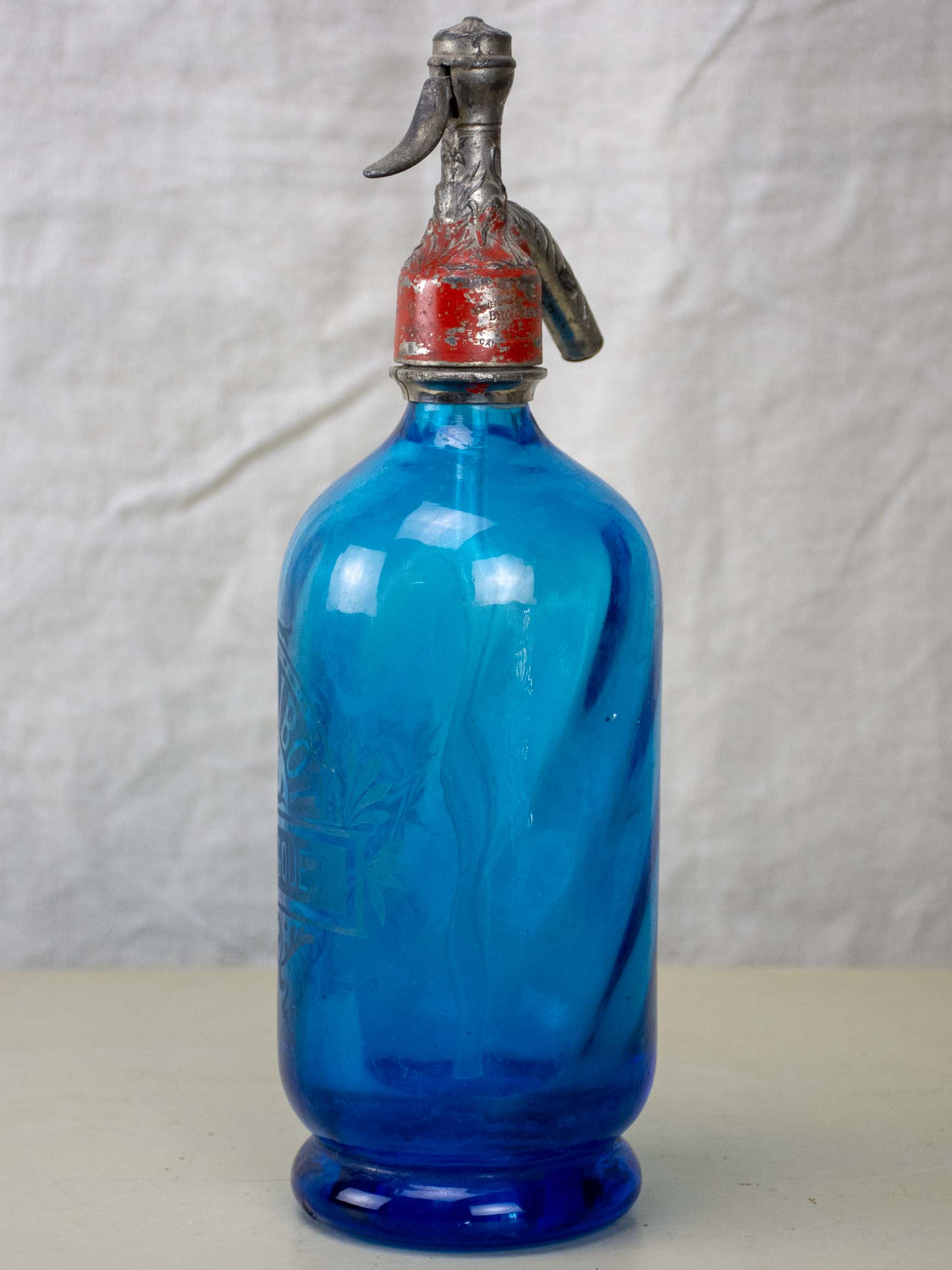 Antique French blue Setlzer bottle - J. Ribot