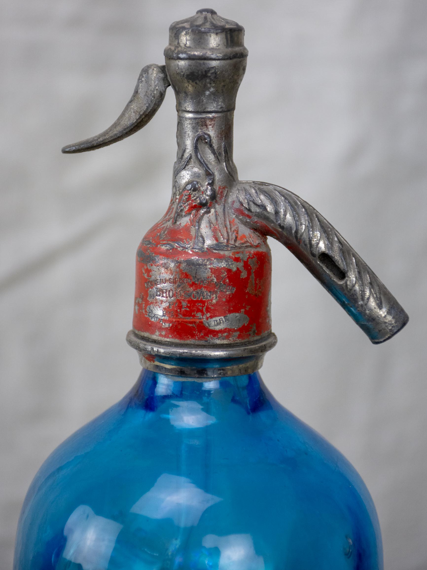 Antique French blue Setlzer bottle - J. Ribot