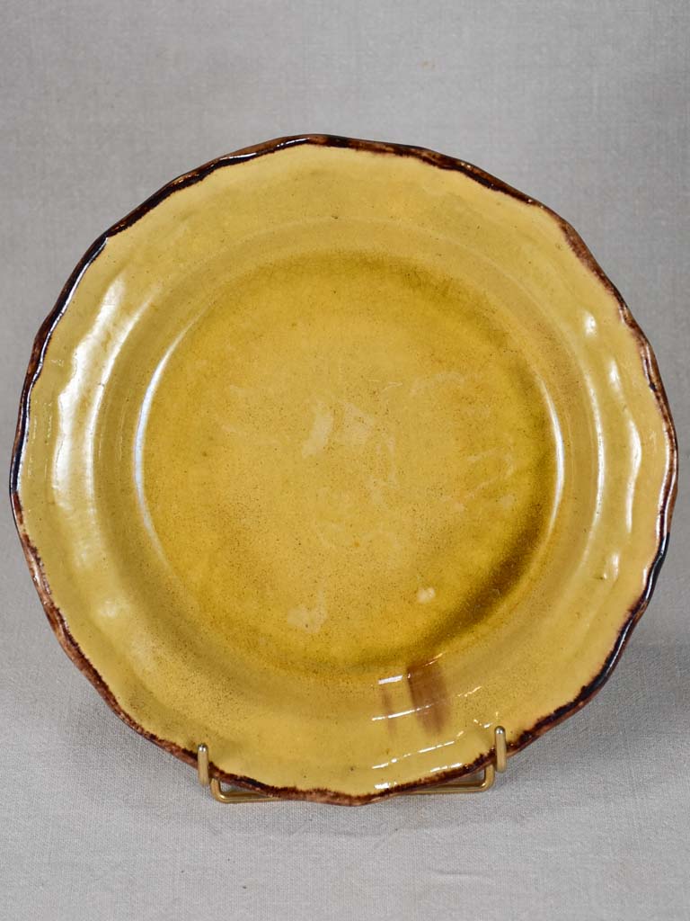 Antique French plate from Dieulefit with yellow glaze 11½"