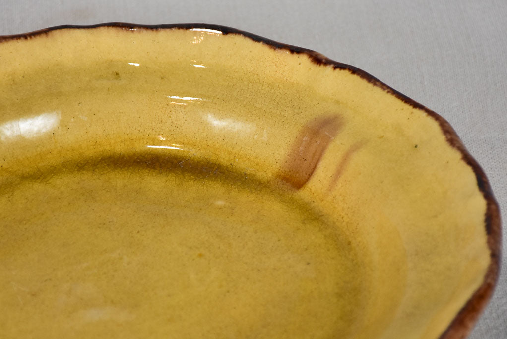 Antique French plate from Dieulefit with yellow glaze 11½"