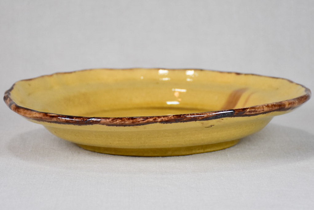 Antique French plate from Dieulefit with yellow glaze 11½"