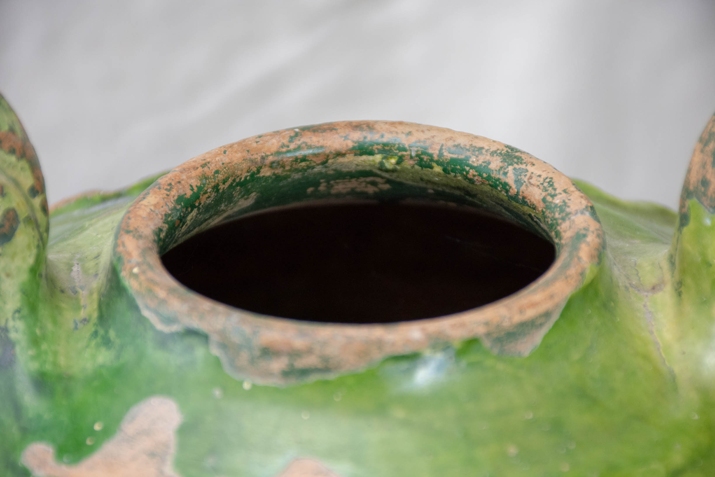 Large 18th Century French water pot with green glaze