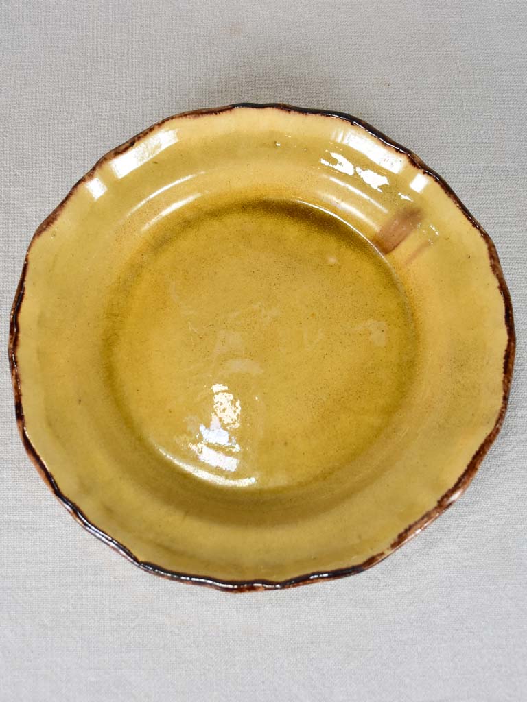 Antique French plate from Dieulefit with yellow glaze 11½"