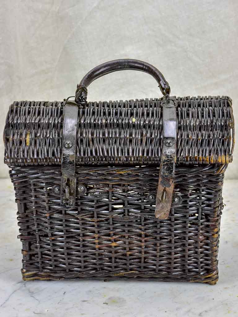 Antique French picnic basket - black wicker