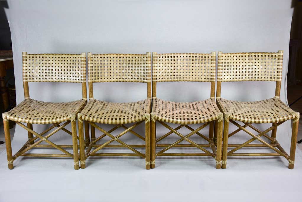 Four woven leather chairs from the 1960's John McGuire