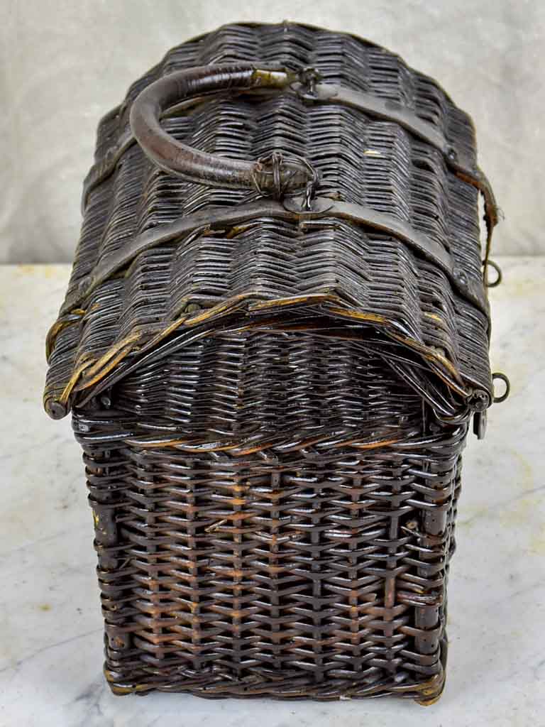 Antique French picnic basket - black wicker