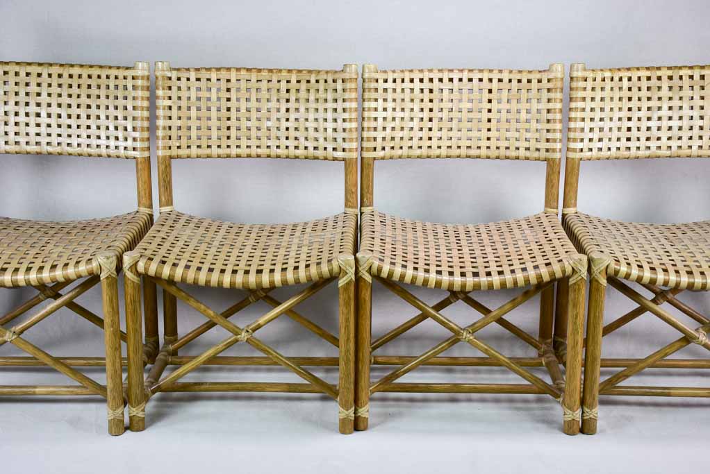 Four woven leather chairs from the 1960's John McGuire