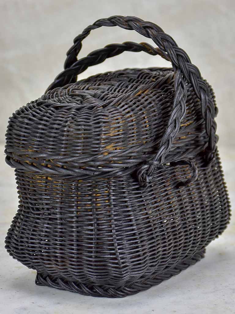 Very small antique French picnic basket