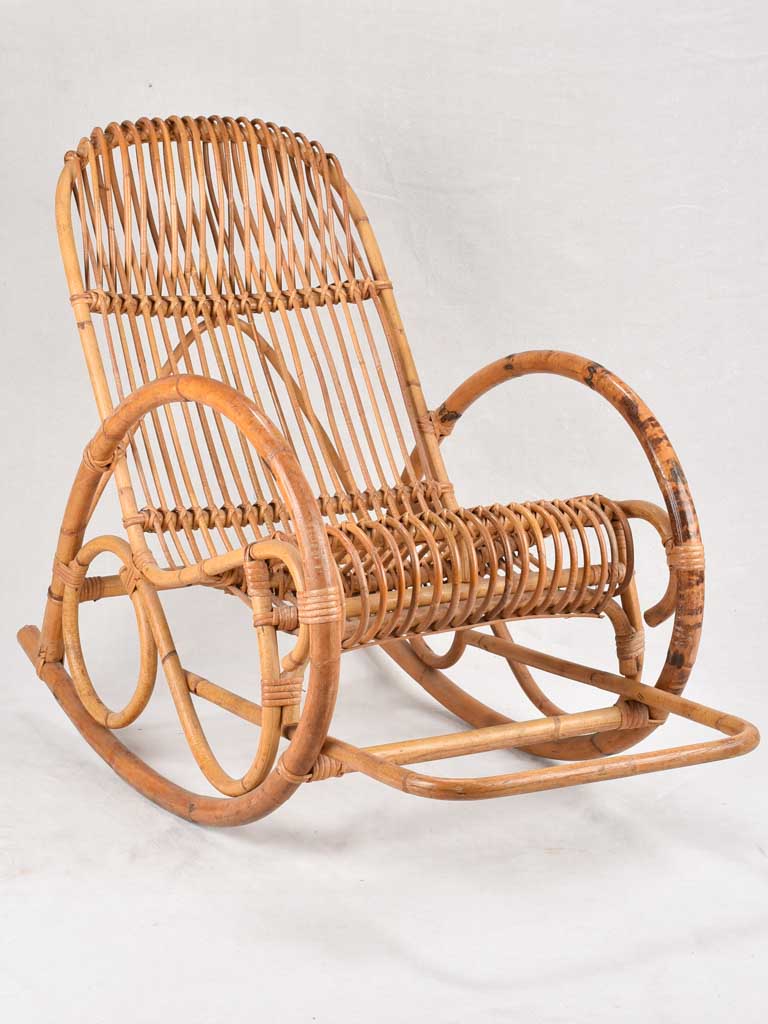 Large 1950s wicker armchair / rocking chair - Franco Albini