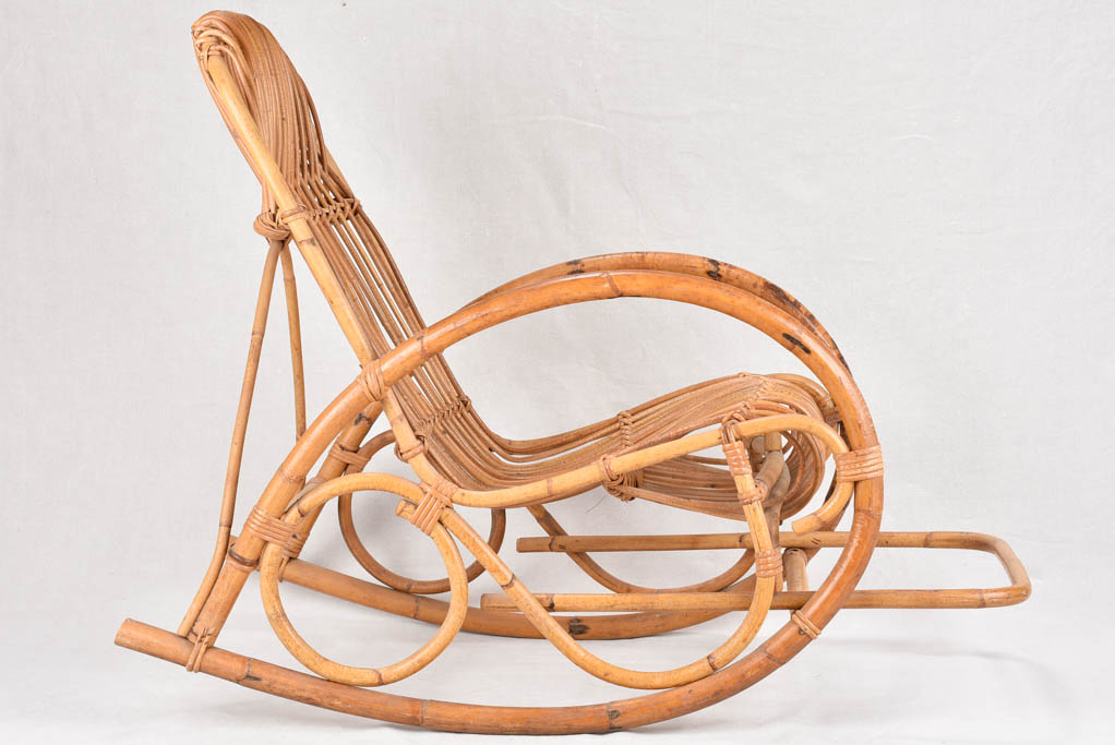 Large 1950s wicker armchair / rocking chair - Franco Albini