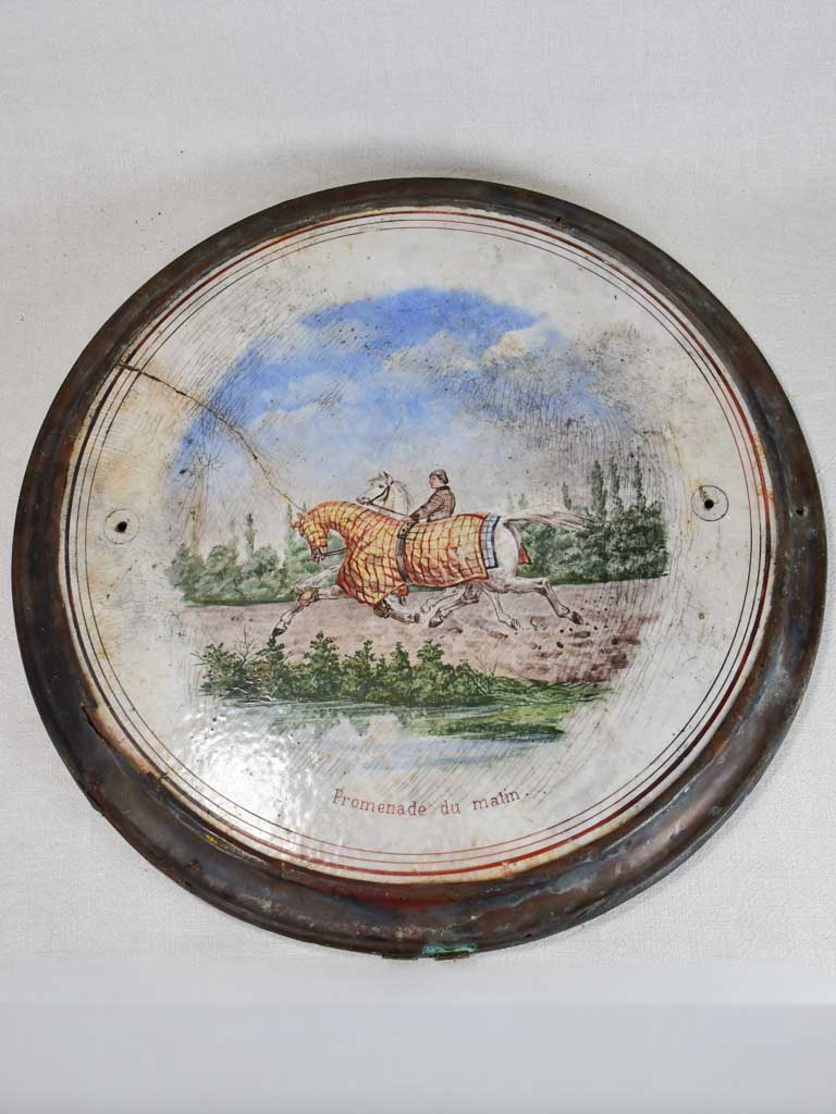 Antique French lid / table top - enamel cast iron 24¾"