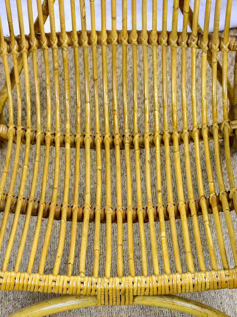 1950's bamboo, leather and brass armchair
