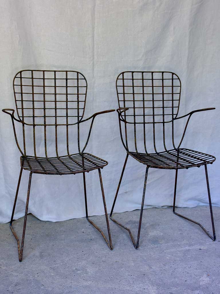 Pair of 1950's garden armchairs - Bertoia style