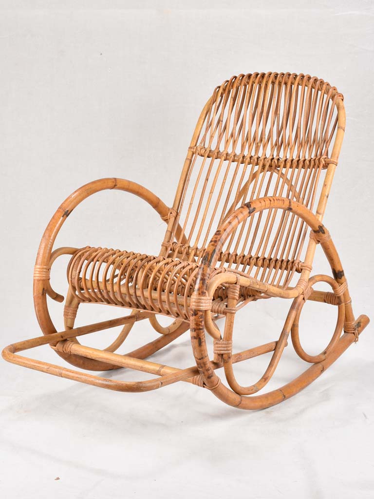 Large 1950s wicker armchair / rocking chair - Franco Albini