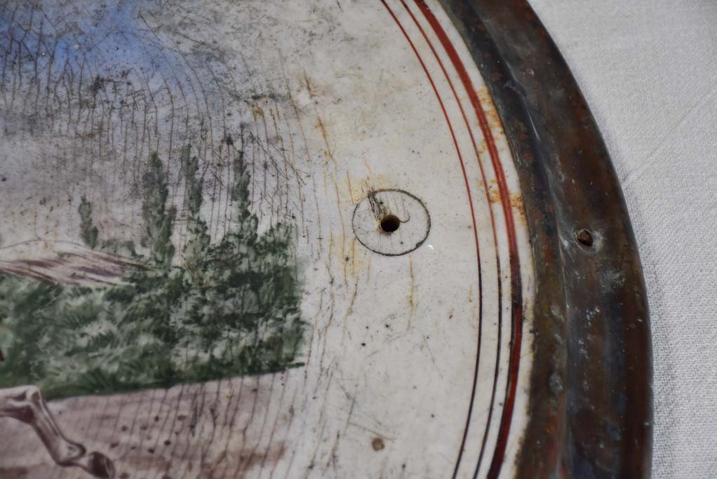 Antique French lid / table top - enamel cast iron 24¾"