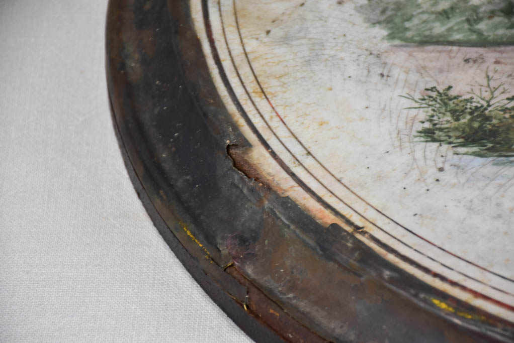 Antique French lid / table top - enamel cast iron 24¾"