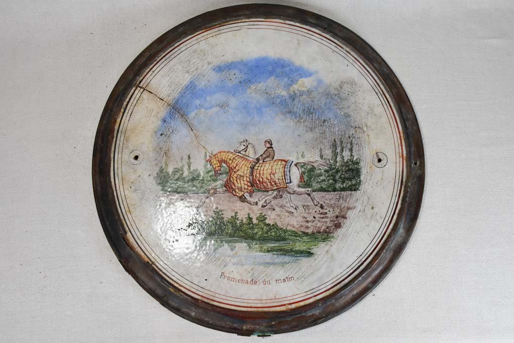 Antique French lid / table top - enamel cast iron 24¾"