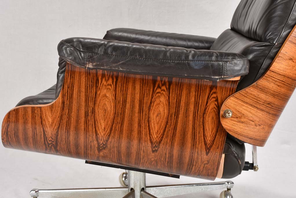 1960s Giroflex / Martin Stoll black leather armchair and footrest