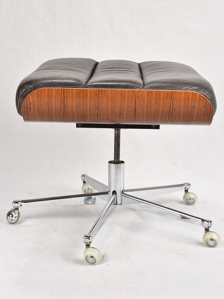 1960s Giroflex / Martin Stoll black leather armchair and footrest