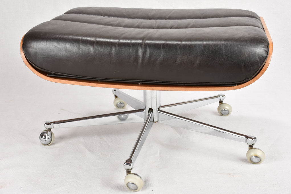 1960s Giroflex / Martin Stoll black leather armchair and footrest