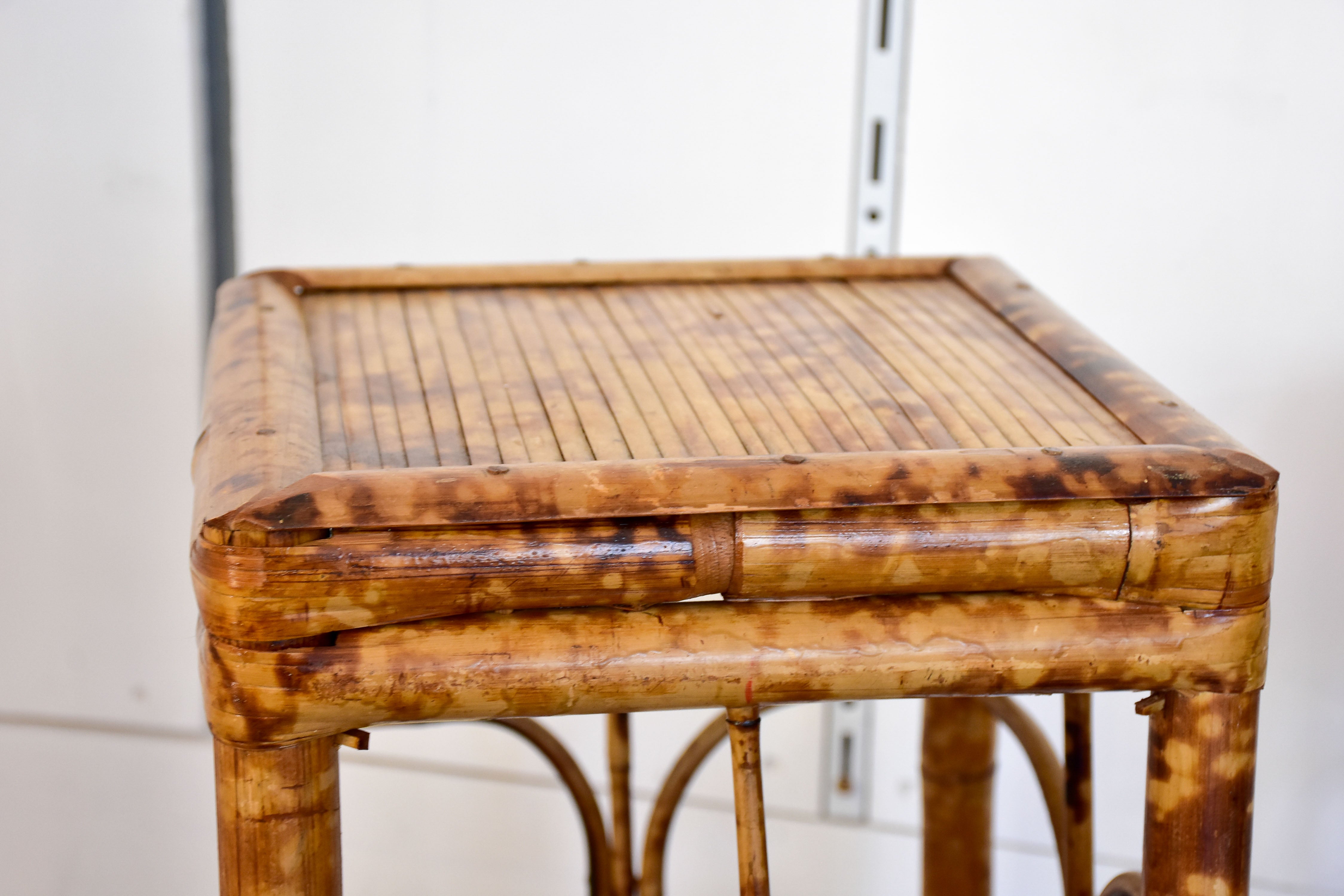 Pair of vintage rattan side tables