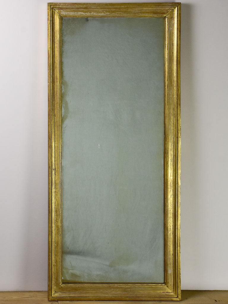 Early 20th Century French rectangular mirror with gold frame 19¾" x 44"