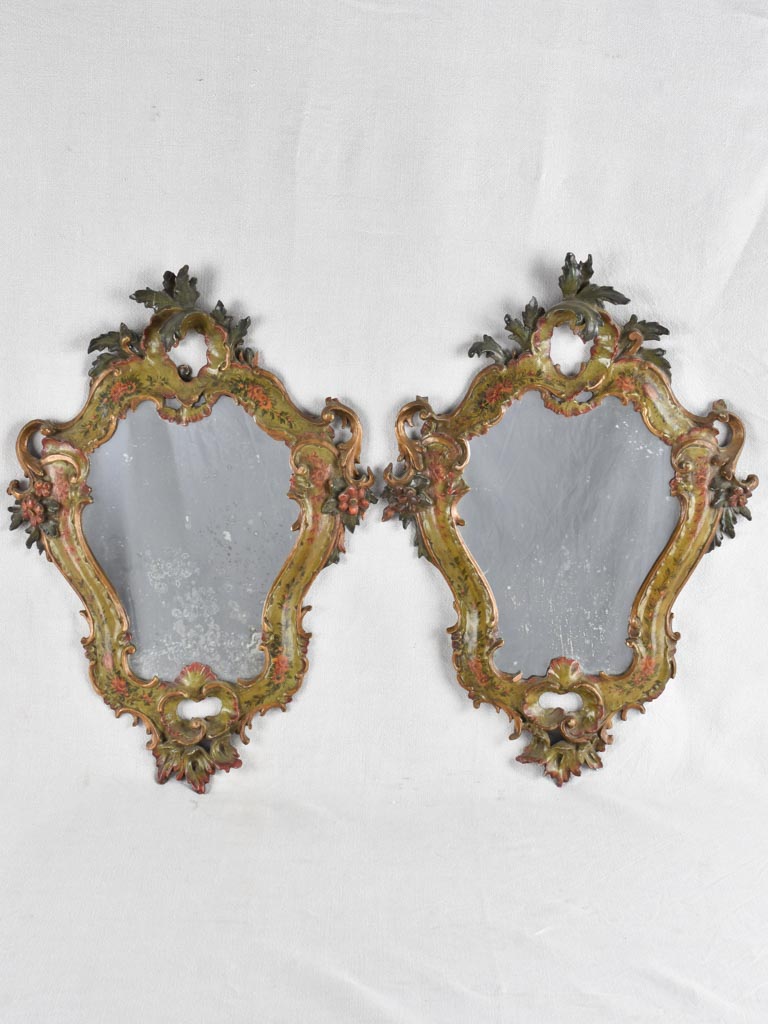 Pair of 19th century Italian mirrors painted frames 24¾" x 18"