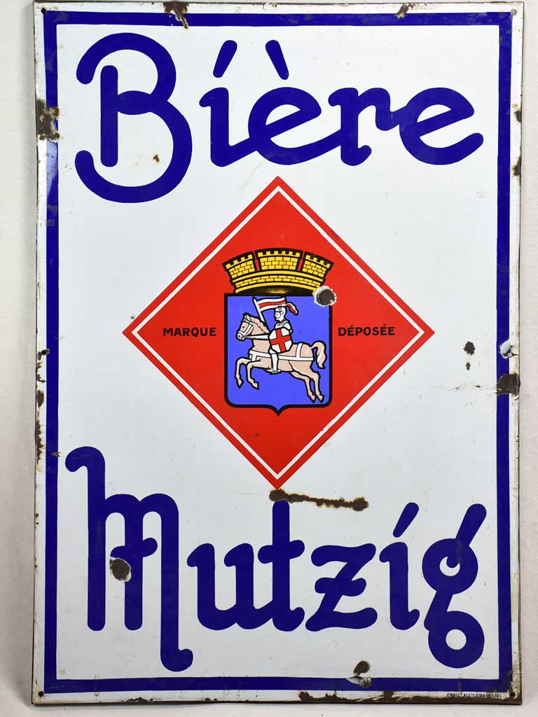 Large 1960's French enamel sign - Beer from Alsace 54" x 37¾"