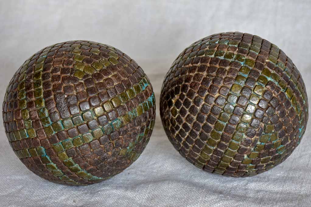 Pair of antique French petanque balls