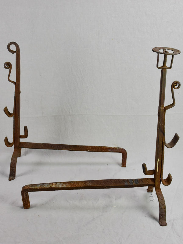 Antique Iron French Andirons