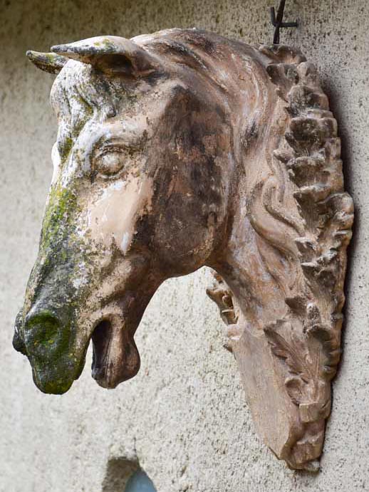 Antique French terracotta horse head 22½"