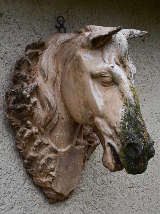 Antique French terracotta horse head 22½"