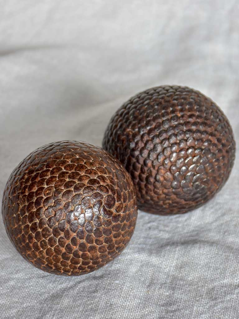 Pair of small antique French petanque balls - Boules