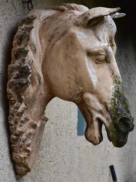 Antique French terracotta horse head 22½"
