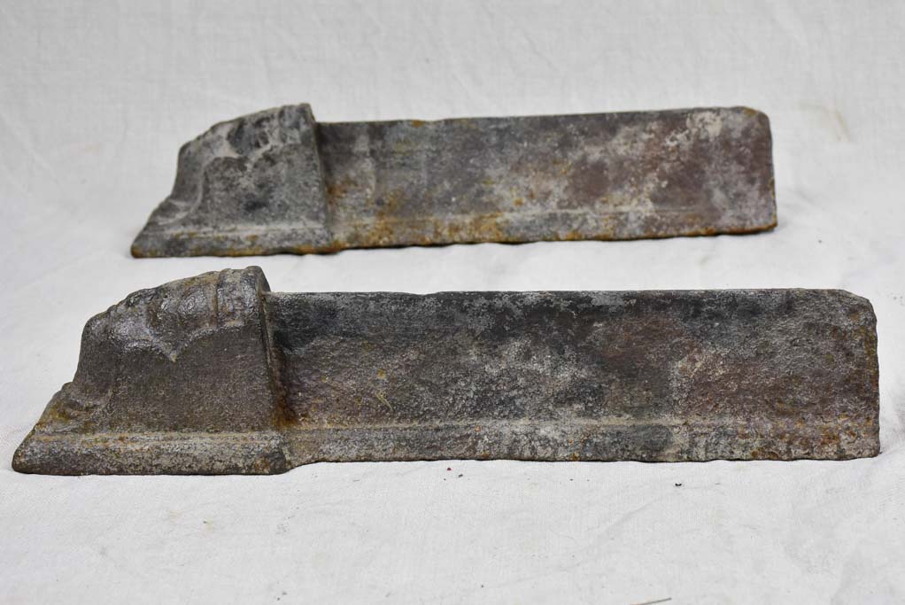 Pair of 18th Century French fireplace andirons with faces 17¾"