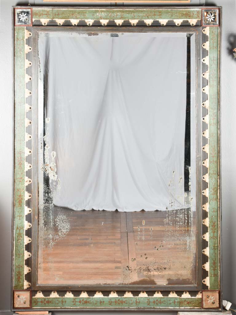 Antique mirror in frame made from salvaged elements 72¾" x 49½"