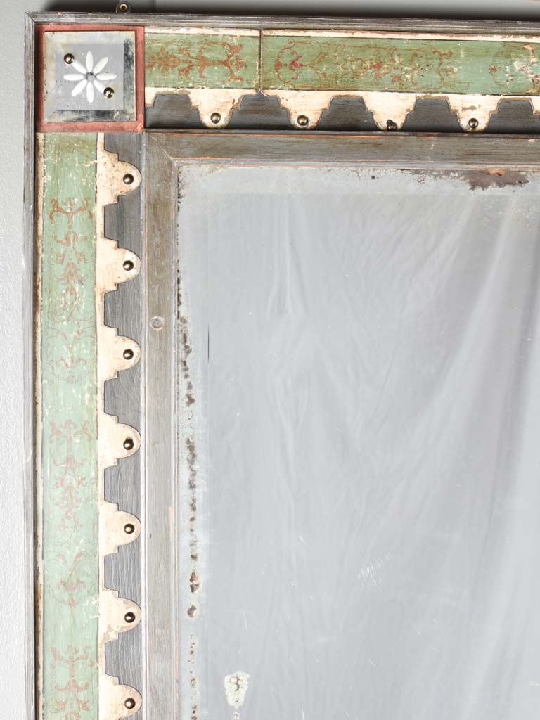 Antique mirror in frame made from salvaged elements 72¾" x 49½"