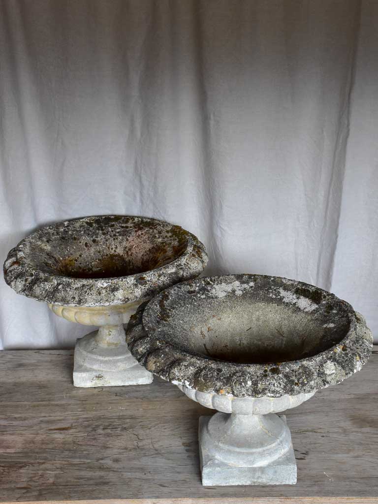 Pair of early 20th Century Chambord garden planters - concrete