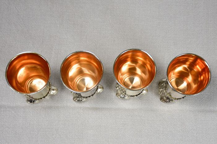 Set of four silver plate hunter's glasses - ram's heads