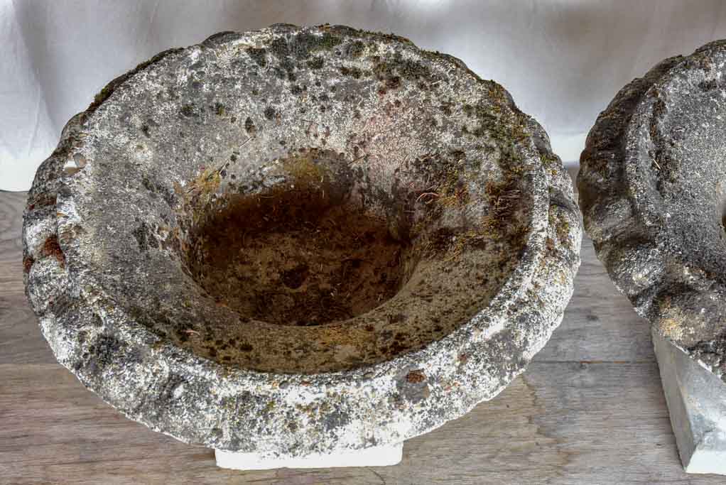 Pair of early 20th Century Chambord garden planters - concrete