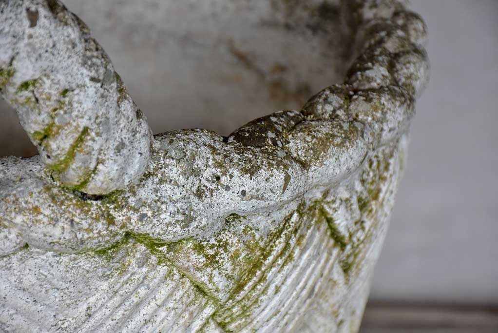 Large antique French garden planter in the shape of a woven basket