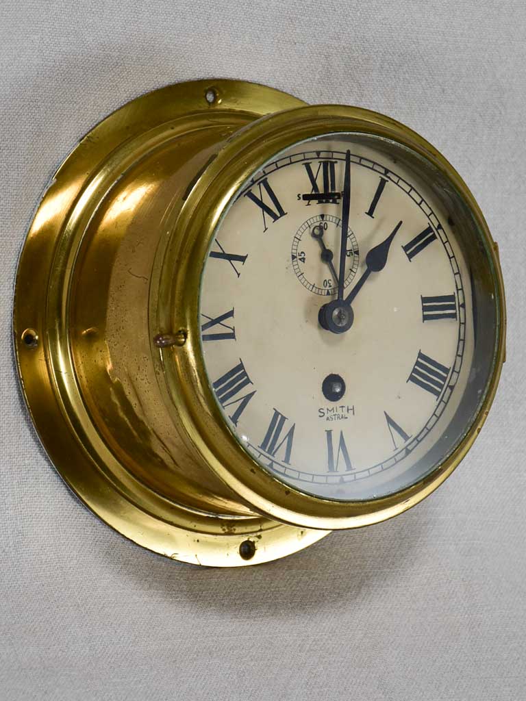 Antique English brass clock from a boat - Smith Astral 8¼ – Chez