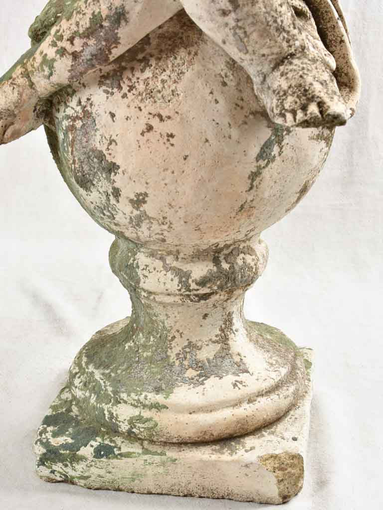 Pair of vintage French garden statues - angels playing flute & mandolin - 38½"