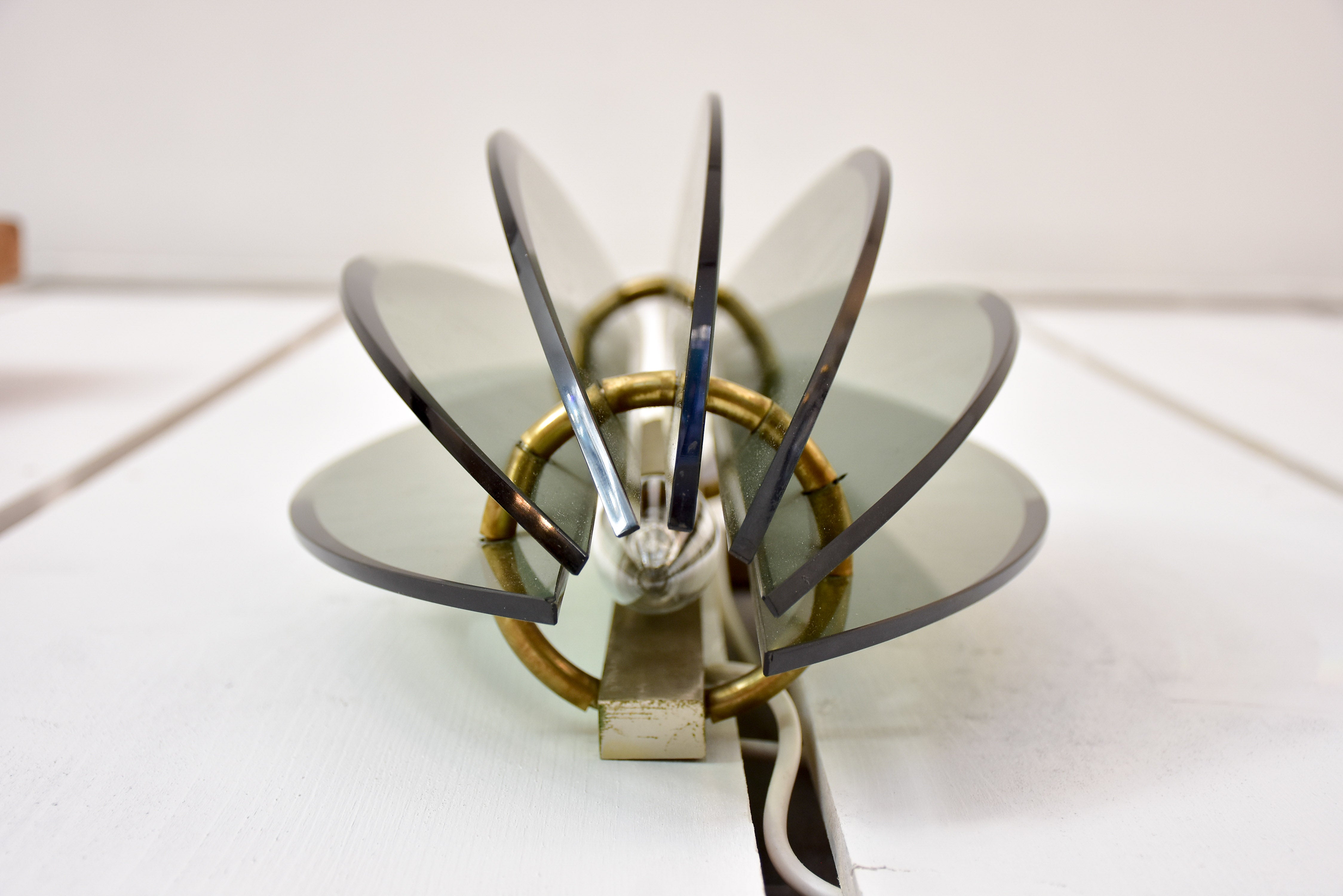 Pair of green / grey vintage Italian glass wall sconces