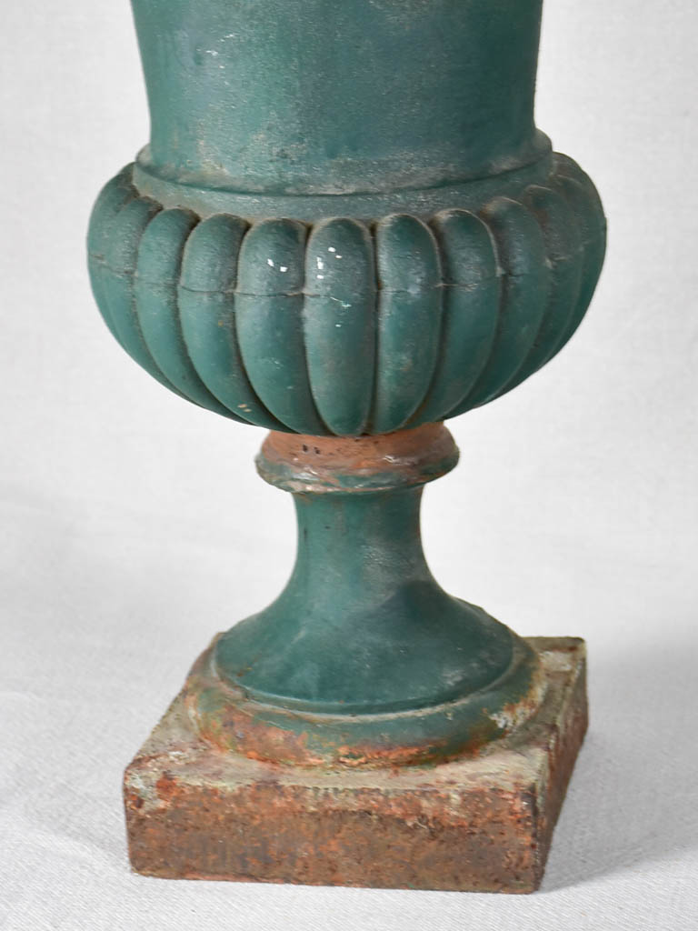 Pair of 19th century French Medici urns with green patina - 19¼"