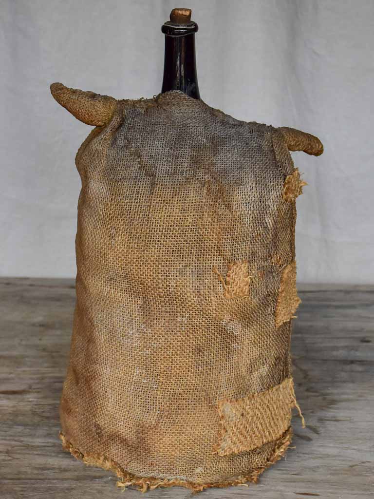 Antique French carboy in jute