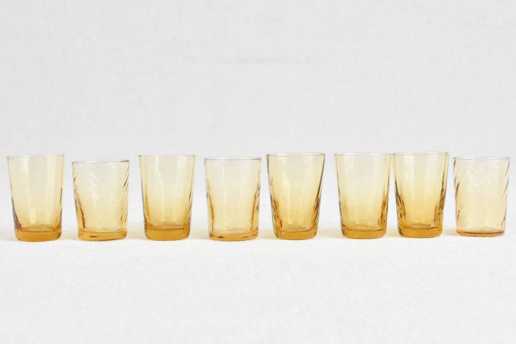 Set of eight digestif glasses in holder