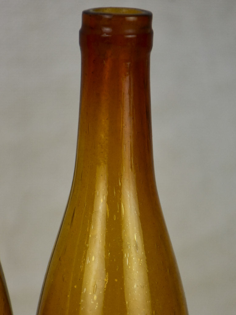 Set of six amber glass miniature bottles from the 19th century 6¼"