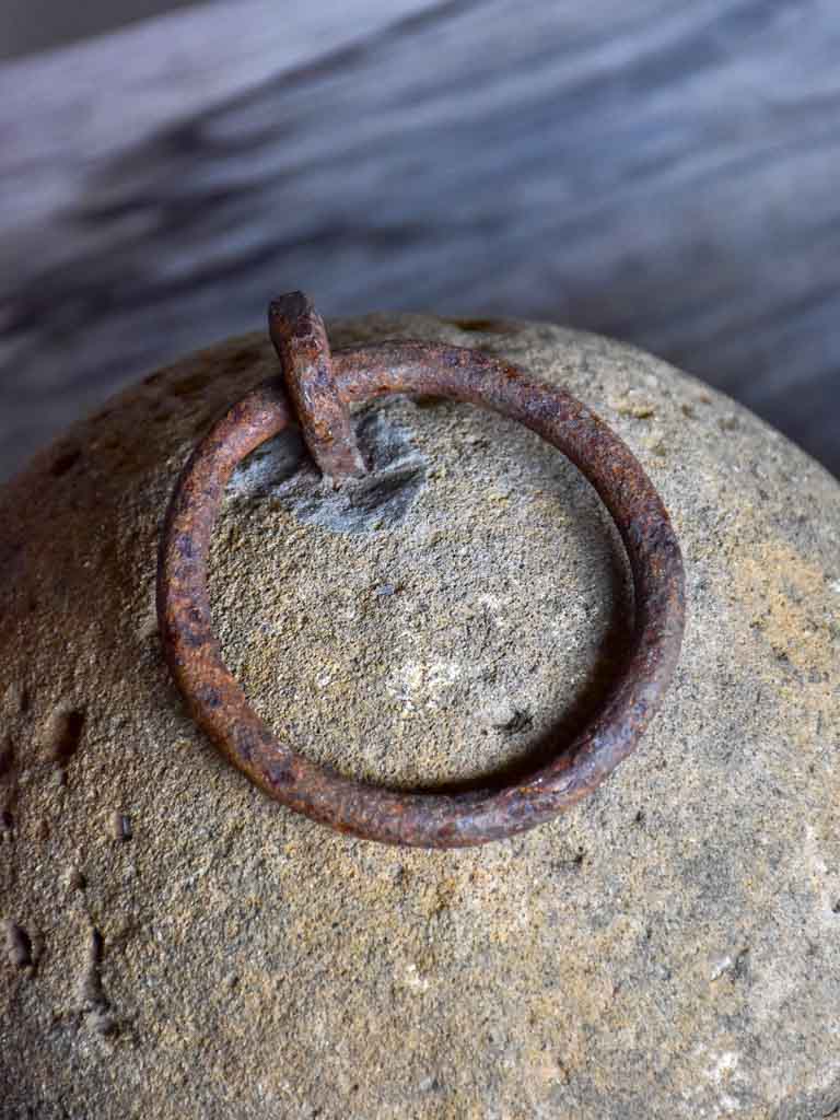 Two antique French counterweights with handles